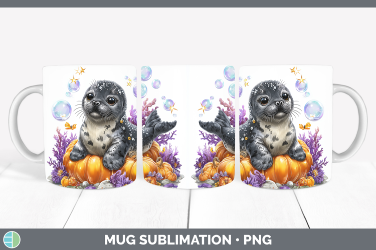 Sea Halloween Seal Mug Wrap Sublimation Coffee Cup Designs