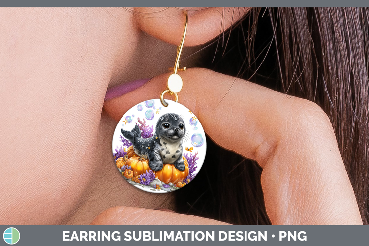 Sea Halloween Seal Round Earrings Sublimation Earrings Desig