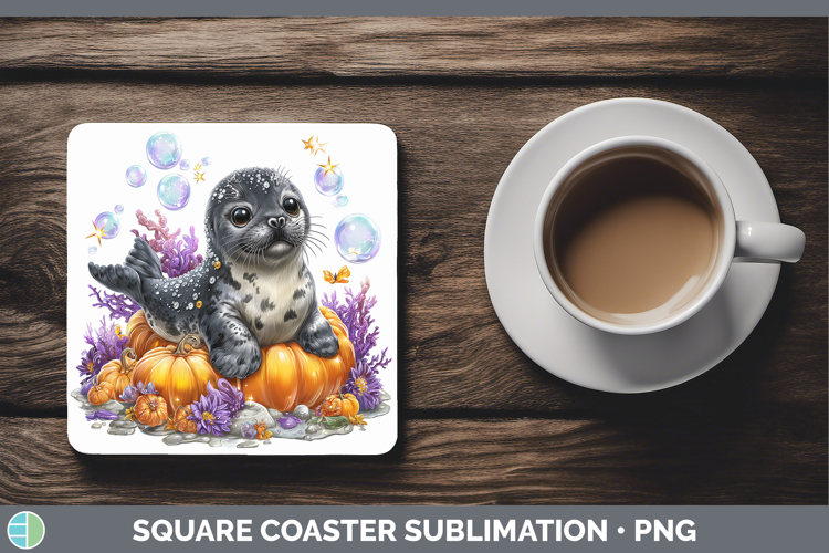 Sea Halloween Seal Square Coaster Sublimation Coaster Design