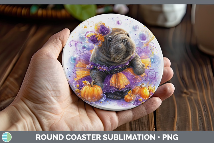 Sea Halloween Walrus Round Coaster Sublimation Coaster Desig