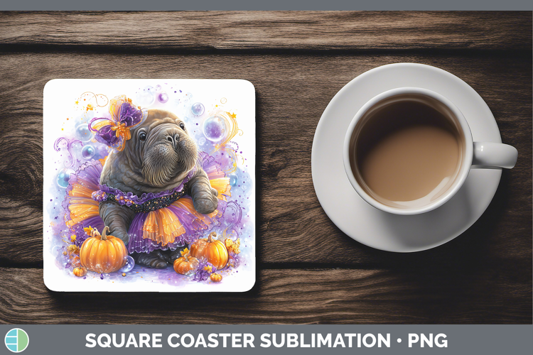 Sea Halloween Walrus Square Coaster Sublimation Coaster Desi