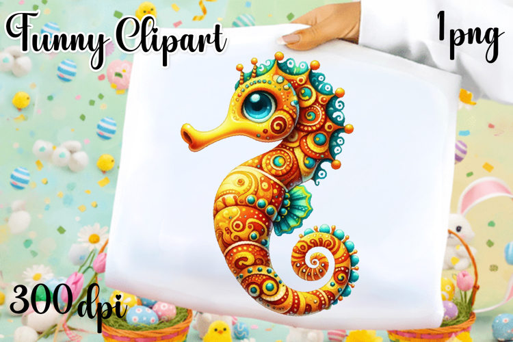 Watercolor baby sea Horse clipart. Cute sea illustrations