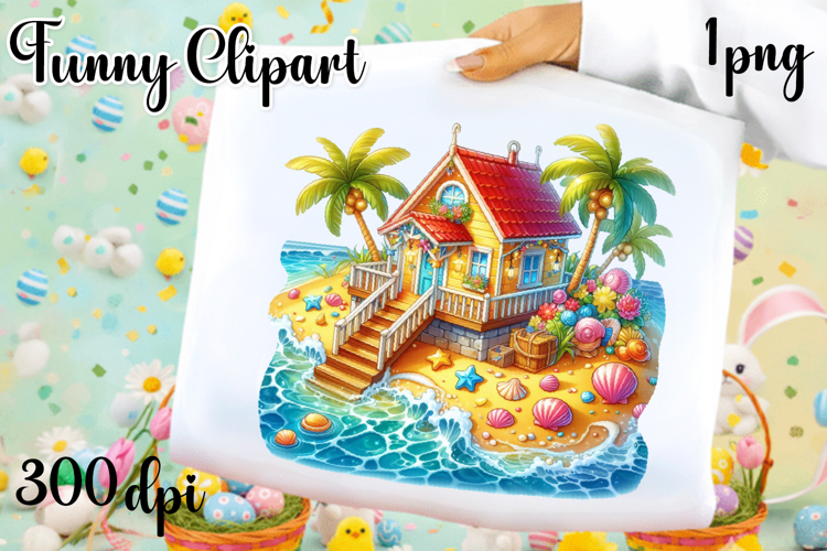 Watercolor Sea haus Clipart PNG | Fantasy Ocean haus