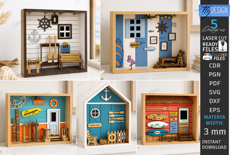 Coastal Beach Miniature Box Laser Cut Bundle | Sea Miniature