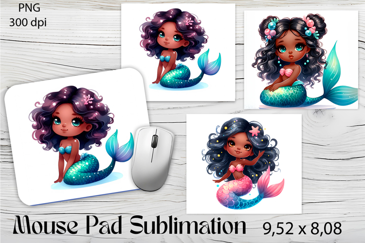 Watercolor Mermaid Mouse Pad Design, Sea Sublimation Designs