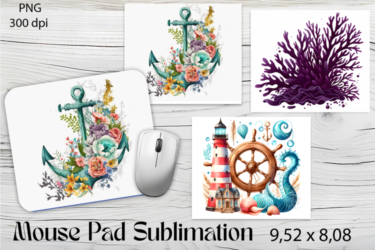 Watercolor sea Mouse Pad Design, Sea Cute ship