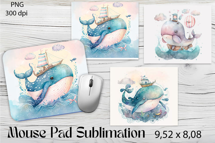 Whale Mouse Pad Design, Sea Sublimation Designs