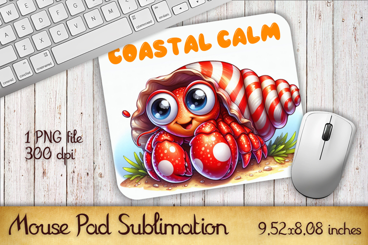 Cute Watercolor Baby Crab Mouse Pad Design, Sea Sublimation