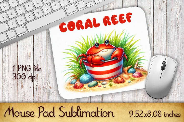 Cute Watercolor Baby Crab Mouse Pad Design, Sea Sublimation