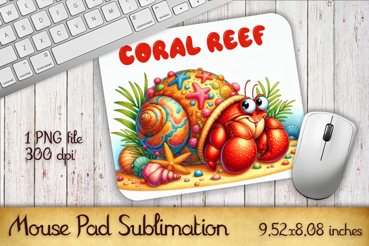 Cute Watercolor Baby Crab Mouse Pad Design, Sea Sublimation