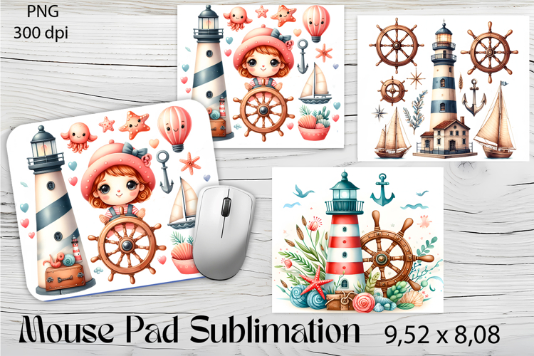 Watercolor lighthouse Mouse Pad Design, Sea Sublimation