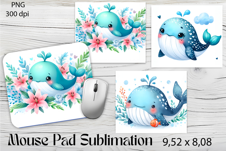 Whale Mouse Pad Design, Sea Sublimation Designs
