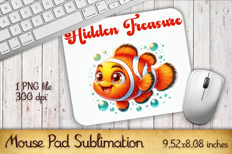 Watercolor Fish Mouse Pad Template, Sea Sublimation Design