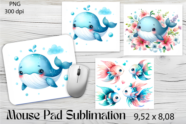 Whale Mouse Pad Design, Sea Sublimation Designs