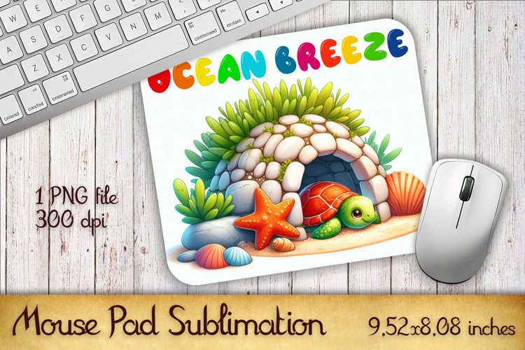 Cute Watercolor Baby Crab Mouse Pad Design, Sea Sublimation example image 1