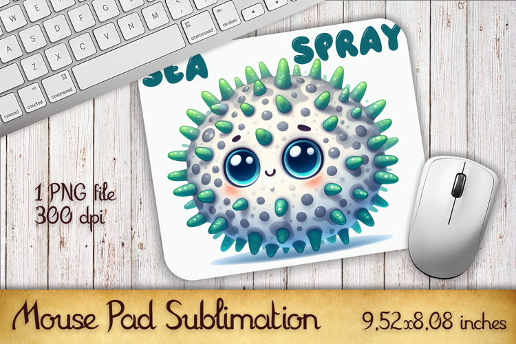 Watercolor Fish Mouse Pad Template, Sea Sublimation Design