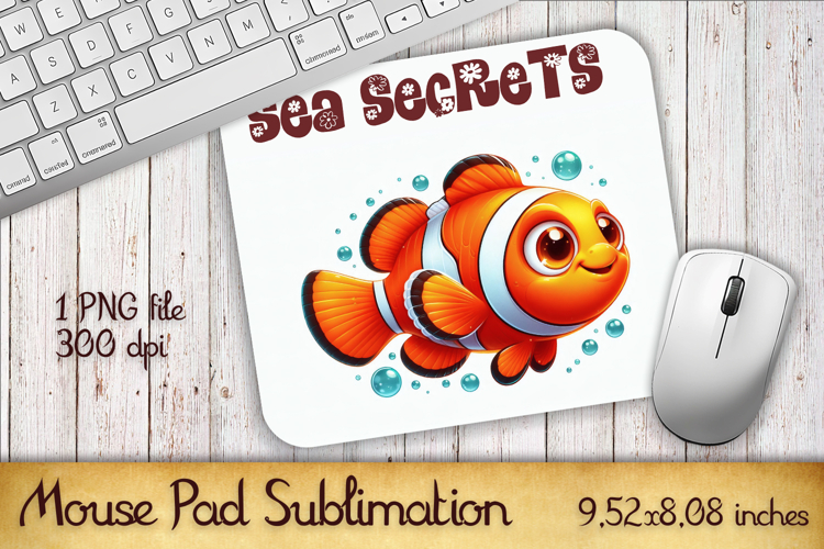 Watercolor Fish Mouse Pad Template, Sea Sublimation Design