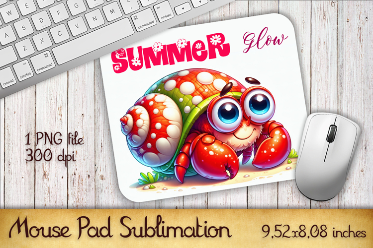 Cute Watercolor Baby Crab Mouse Pad Design, Sea Sublimation