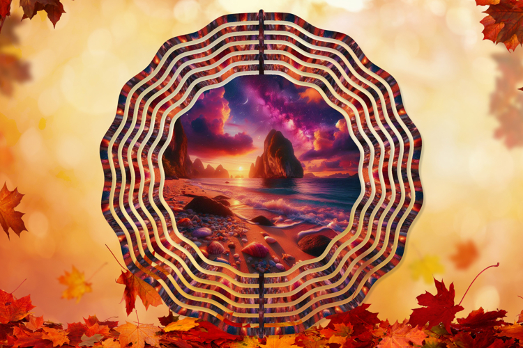 Sea Shell Beach Wind Spinner Sublimation Design