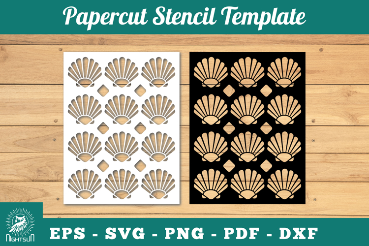 Sea Shell Papercut Stencil SVG
