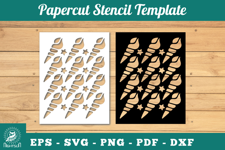 Sea Shell Papercut Stencil SVG