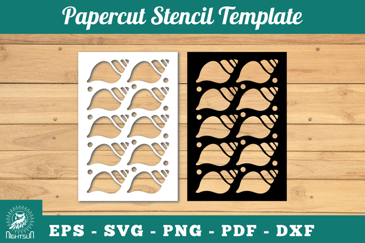 Sea Shell Papercut Stencil SVG example image 1