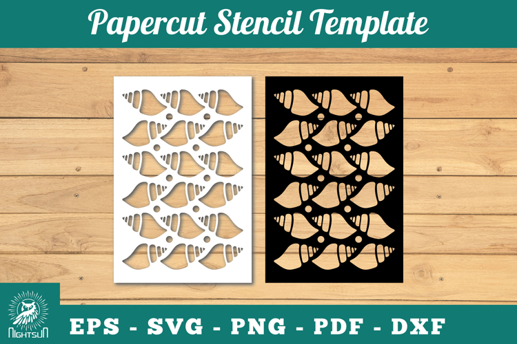 Sea Shell Papercut Stencil SVG