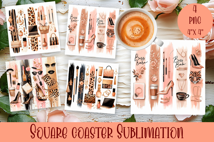 Fashion Square Coaster Sublimation Design