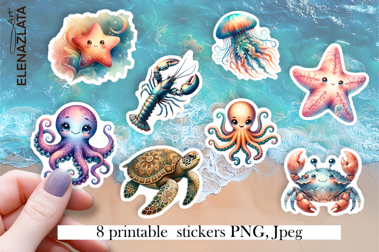 Stickers Under sea world. Childrens stickers