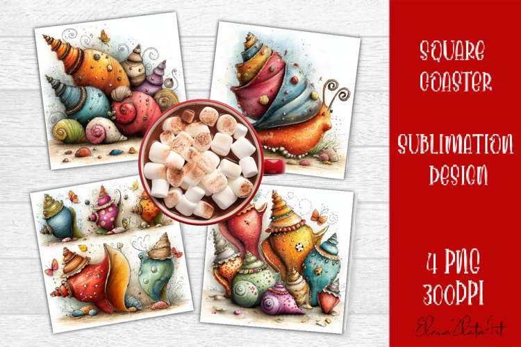 Sea summer square coaster SUBLIMATION example image 1