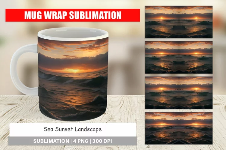 Mug sublimation design Sea Sunset Landscape