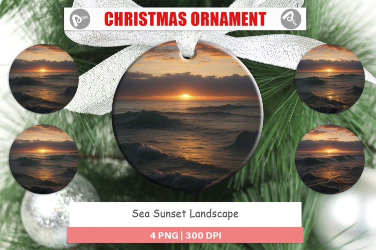 Christmas Ornaments Sea Sunset Landscape example image 1