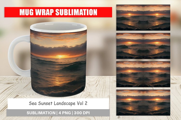 Mug sublimation design Sea Sunset Landscape example image 1