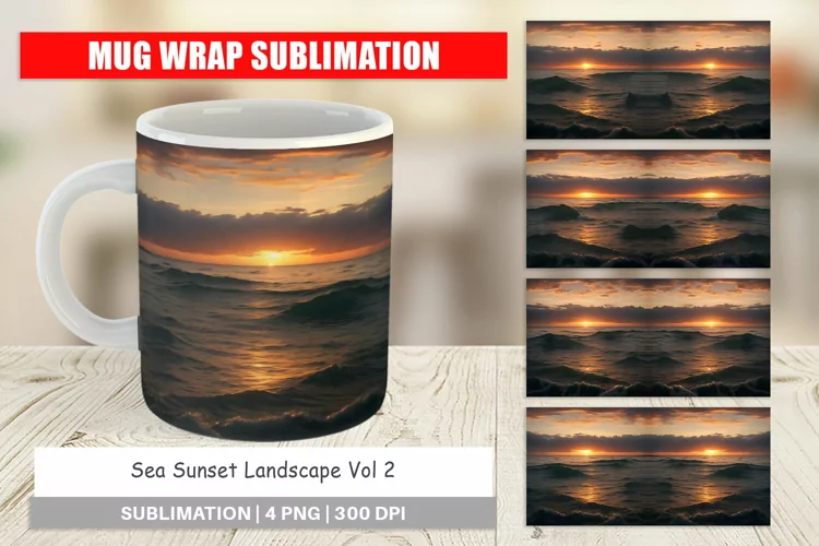 Mug sublimation design Sea Sunset Landscape