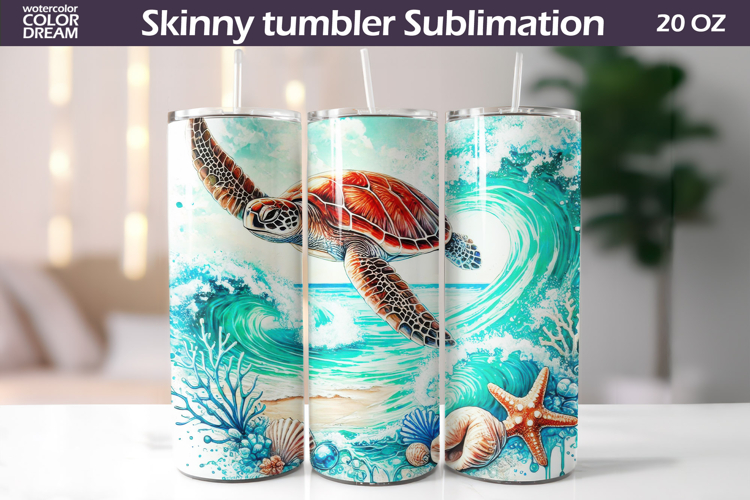 Sea Turtle Tumbler Wrap | Ocean Tumbler Sublimation