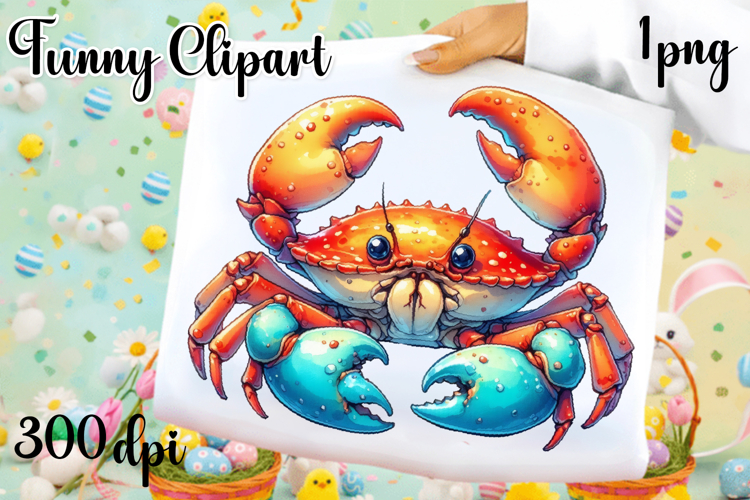 Watercolor baby crab clipart. Cute crab illustrations