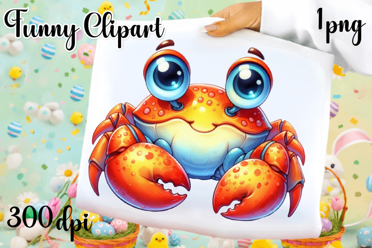 Watercolor baby crab clipart. Cute crab illustrations