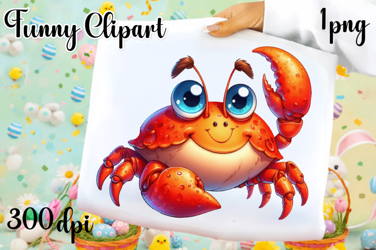 Watercolor baby crab clipart. Cute crab illustrations