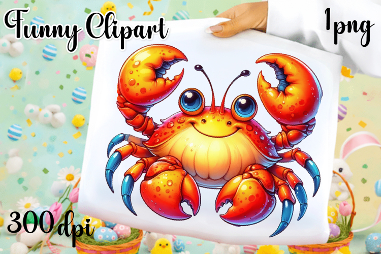 Watercolor baby crab clipart. Cute crab illustrations