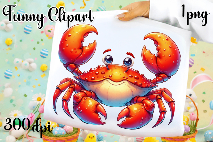 Watercolor baby crab clipart. Cute crab illustrations