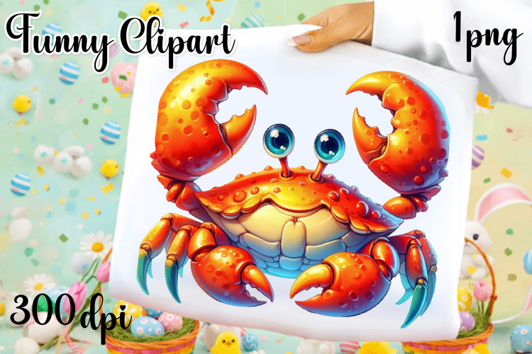 Watercolor baby crab clipart. Cute crab illustrations