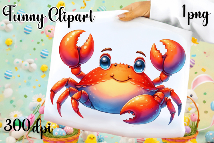 Watercolor baby crab clipart. Cute crab illustrations