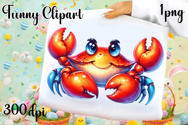 Watercolor baby crab clipart. Cute crab illustrations