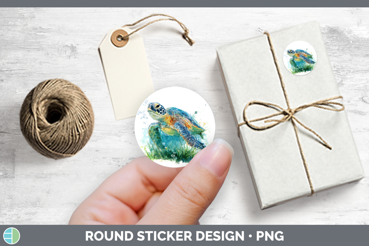 Green Sea Turtle Sketch Stickers Design