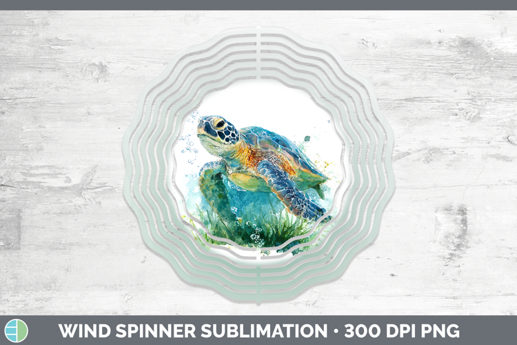 Green Sea Turtle Sketch Wind Spinner Sublimation Design