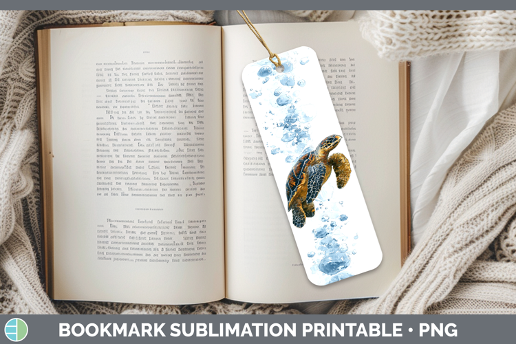 Hawksbill Sea Turtle Sketch Bookmark Sublimation Design
