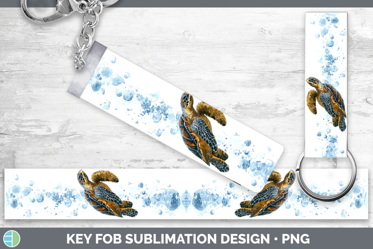Hawksbill Sea Turtle Sketch Key Fob Sublimation Design