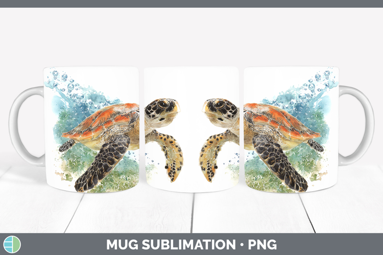 Hawksbill Sea Turtle Sketch Mug Wrap Sublimation Design
