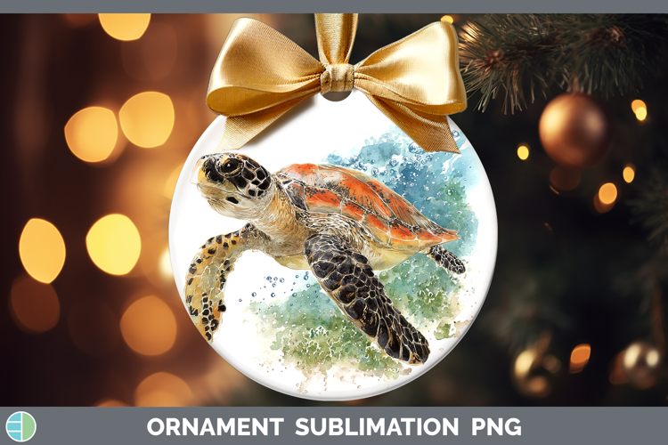 Hawksbill Sea Turtle Sketch Ornament Sublimation Design