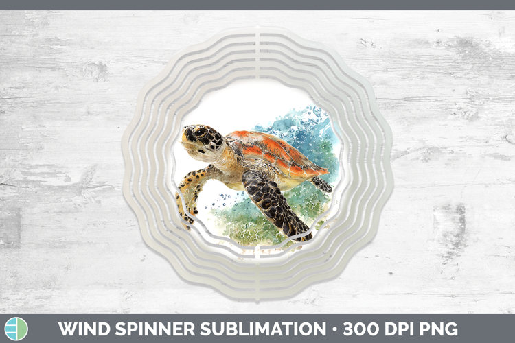 Hawksbill Sea Turtle Sketch Wind Spinner Sublimation Design